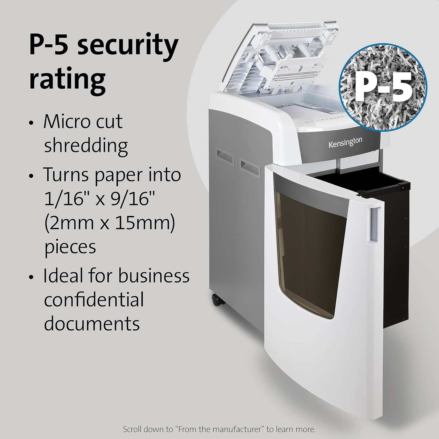 Kensington Shredder - New OfficeAssist 600-Sheet Auto-Feed Micro Cut Anti-Jam Heavy Duty Shredder with 29 gallons Waste Capacity, Lockable Chamber and 4 Casters (K52052AM)