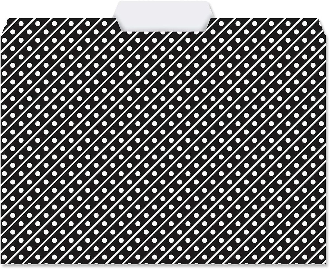 Current Elegant Black File Folders Value Pack - Bulk Set of 24, 6 Pretty Decorative Designs, 1/3 Cut Tabs, Heavy-Duty Paper Stock, Office Supplies for Home & Work, 9-½” x 11-¾” Letter Size