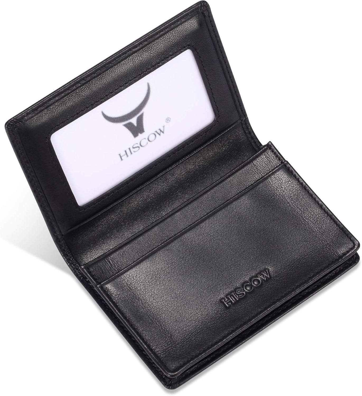 Leather Business Card Case Holder for Men & Women, Italian Calfskin