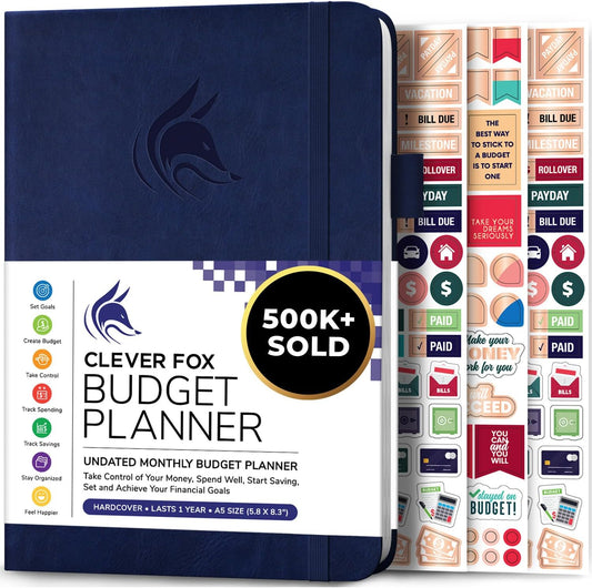 Clever Fox Budget Planner - Expense Tracker Notebook. Monthly Budgeting Organizer, Finance Logbook & Accounts Book, Bill Tracker, A5 (Dark Blue)