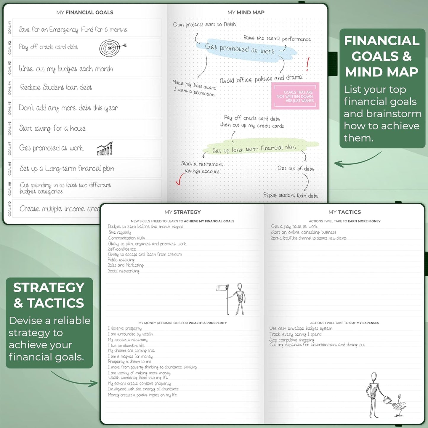 Clever Fox Budget Planner Large – Expense Tracker Notebook. Monthly Budgeting & Bill Organizer, Finance Logbook & Accounts Book, A4 (Dark Green)