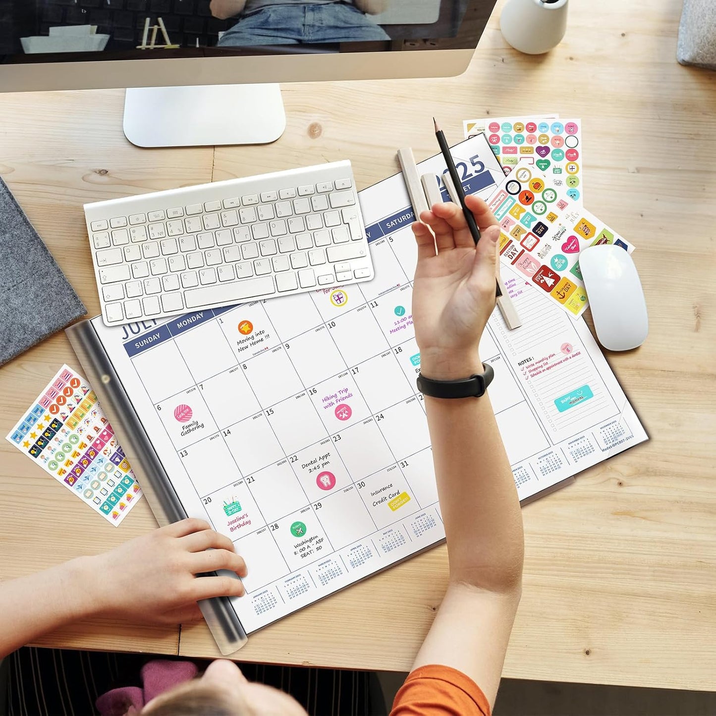 Ospelelf Desk Calendar 2025-2026 Large 22'' x 17'' Calendar 2025 Monthly Desktop Calendar, 18 Month Calendar, Use July 2025 - Dec 2026, Blue