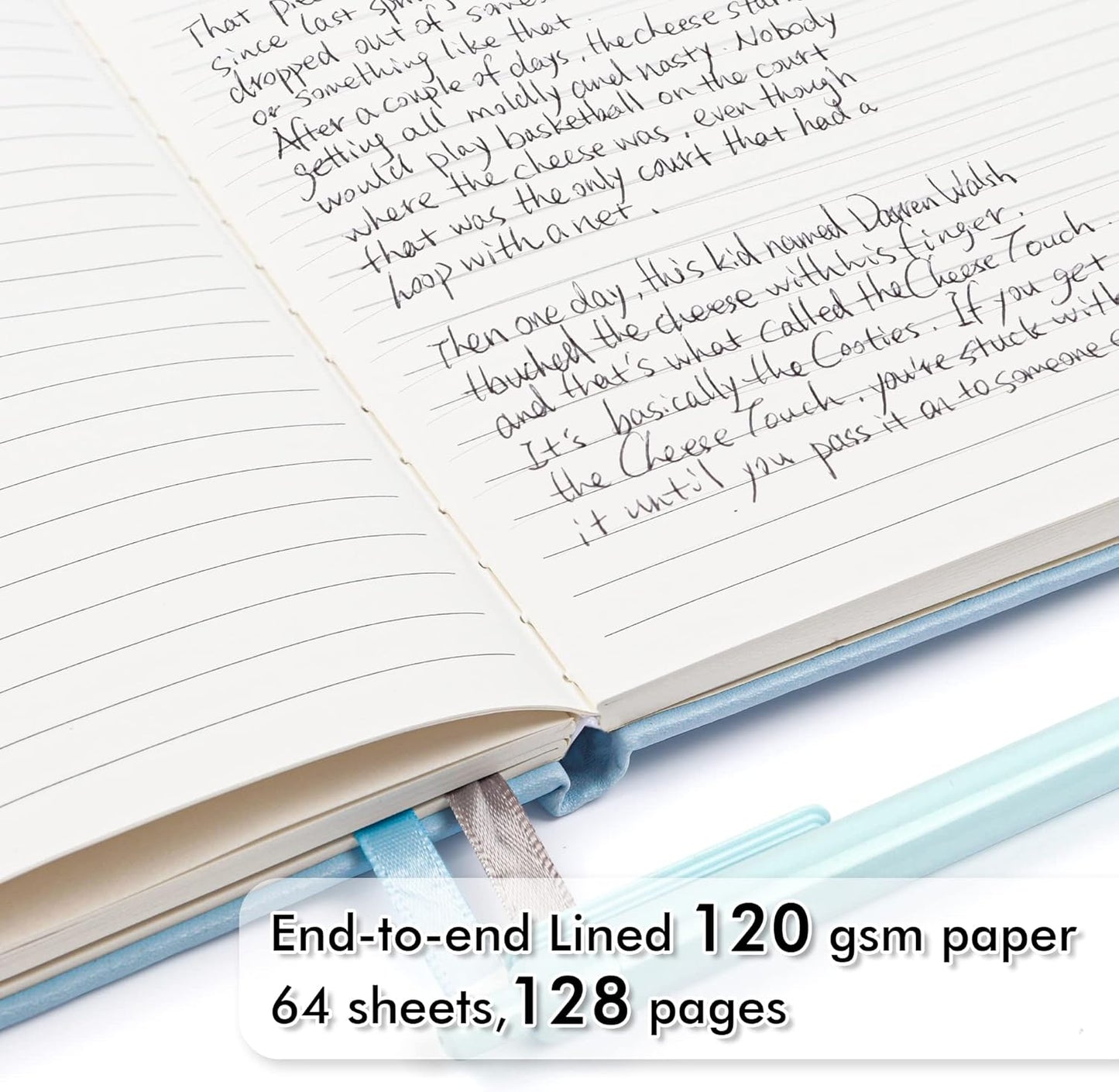 feela 12 Pack Notebooks Journals Bulk, Hardcover Notebook Classic Ruled Lined Journals with Pen Holder for Women Girls School Business Supplies, with 12 Black Pens, 120 GSM, 5.1”x8.3”, A5, Light Blue