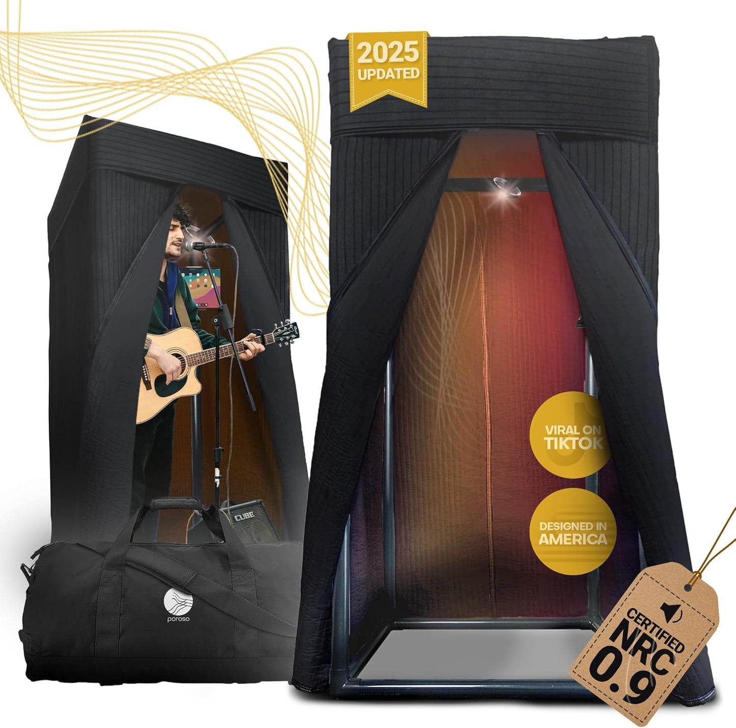 Updated 2025 OEM RECORDING SOUND BOOTH | Portable Studio for Crisp Dry Vocals | Acoustic Treatment for Any Space | Sound Isolation Booth for Home Studio | 5-Min Assembly w/Travel Bag & Extras