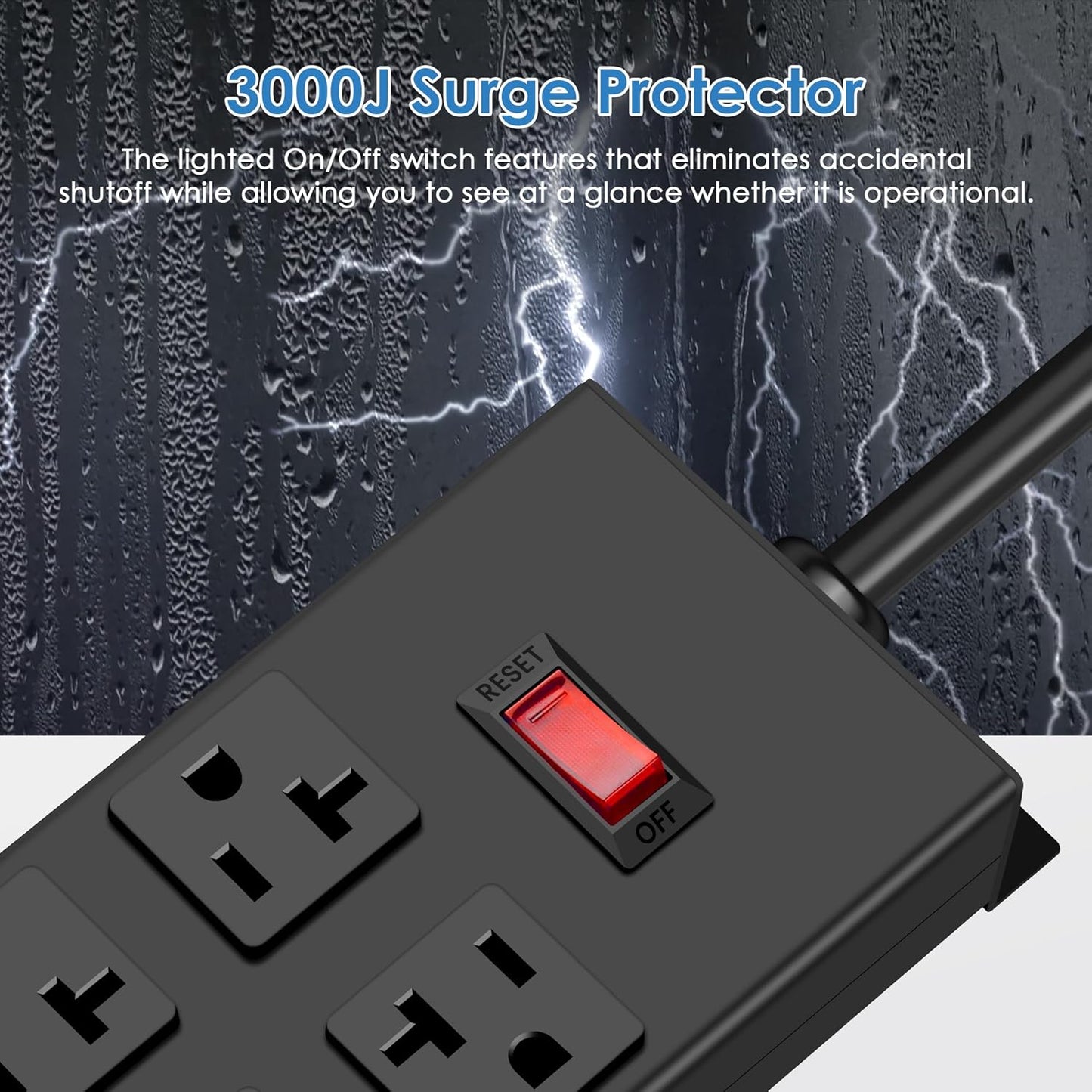 JUNNUJ Heavy Duty 20 Amp Power Strip with Surge Protection 3000J, Garage 16 Outlets Metal 12 Gauge, Desk Strips Wide Spaced, High Amp 5-15P Adapter Shop 6-20R T-Slot Industrial Outlets (16AC, 6FT)