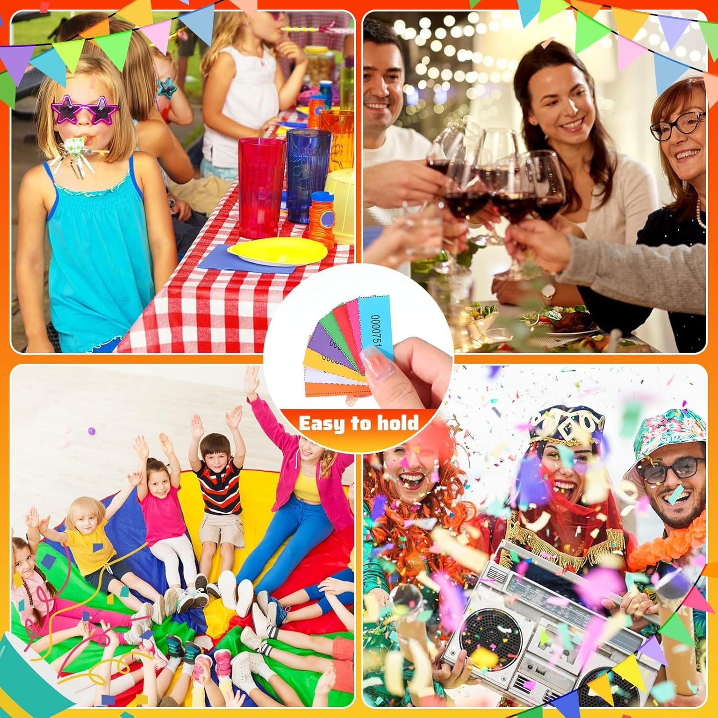 Kosiz 1000 Sheet 10 Bid Raffle Tickets Chinese Auction Tickets Sheets Auction Fundraiser Ticket Numbered with Name and Phone Number Per Sheet Raffle Tags for Silent Bidding (Multicolor)