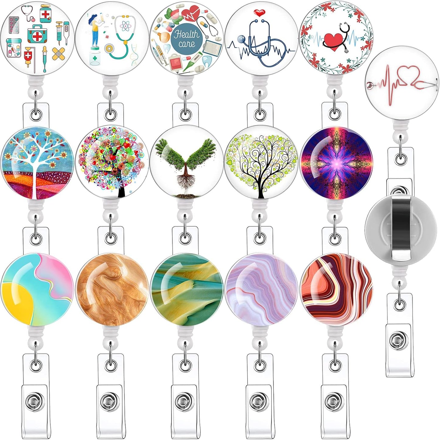 16 PCS Badge Reels Retractable Badge Holders/ID Badge Holders Retractable