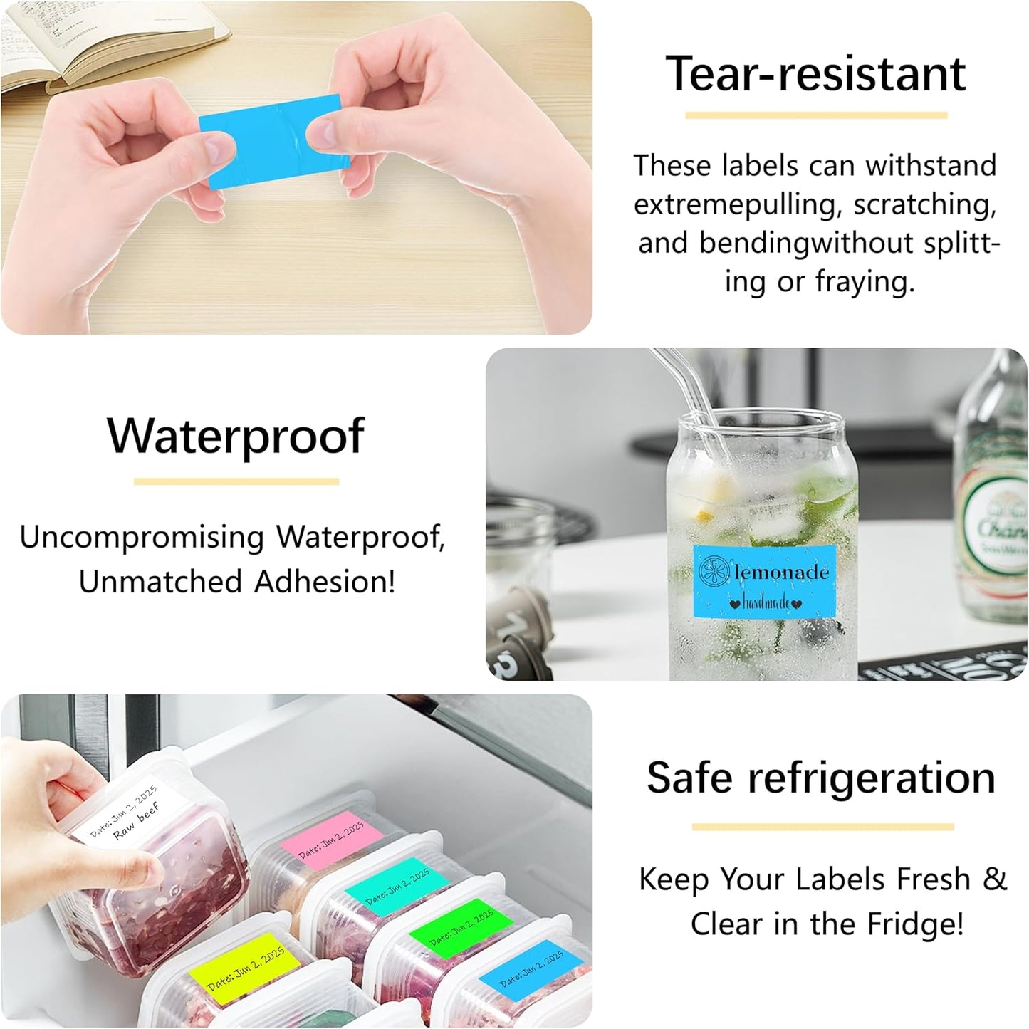 1X2 inch Label Stickers Roll for Thermal Printer 500PCS Colored Removable Freezer Labels Waterproof Blank Sticker Labels to Write on for Food Containers and Jars, Sky Blue