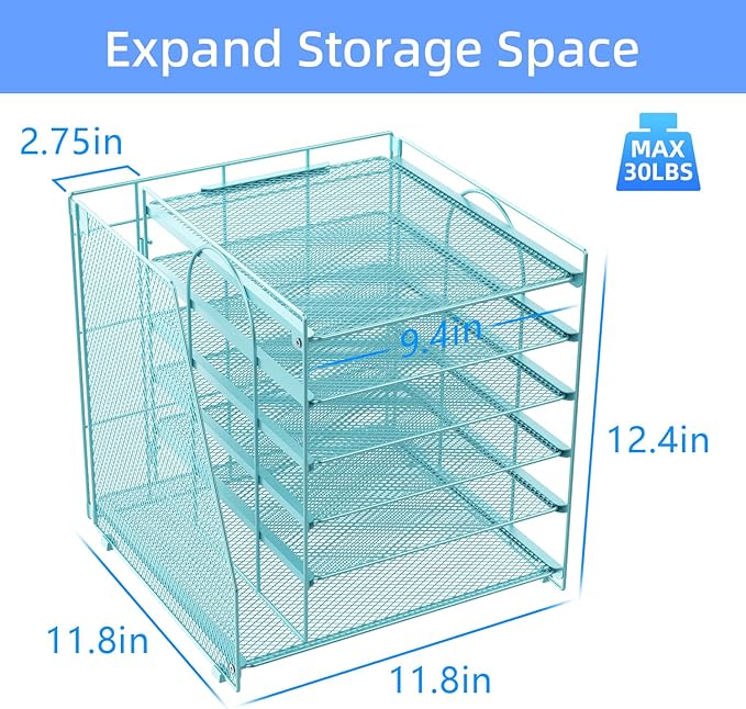 gianotter Desk Organizers and Accessories, 6-Tier Paper Organizer with File Holder, Document Organizer, Office Decor, Home Office Essentials (Blue)