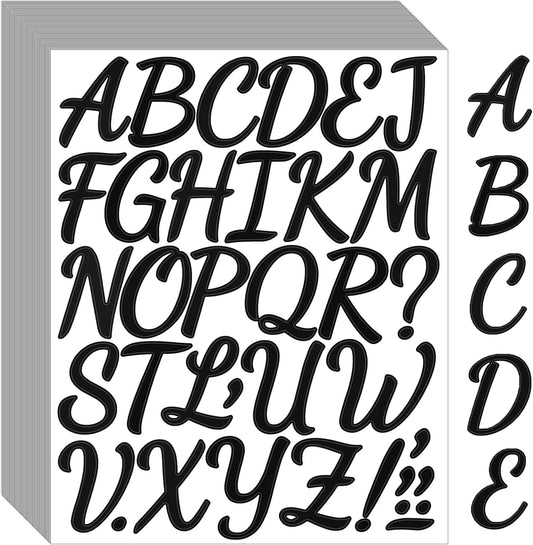 Bemeol 1296 Pieces Letter Stickers 36 Sheets 2 Inch Alphabet Letter Stickers Vinyl Self Adhesive Sticker Letters for Bulletin Board Home Classroom Mailbox Decor(Black)