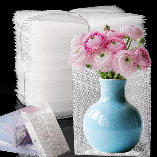 50PCS Clear Bubble Pouches Wrap Bags, 10 x 14 Inch Bubble Out Bag Pouch for Packing & Shipping, Double Layer Bubble Cushion Wrap Bags Protective Bubble Pouches Bags for Moving and Storage