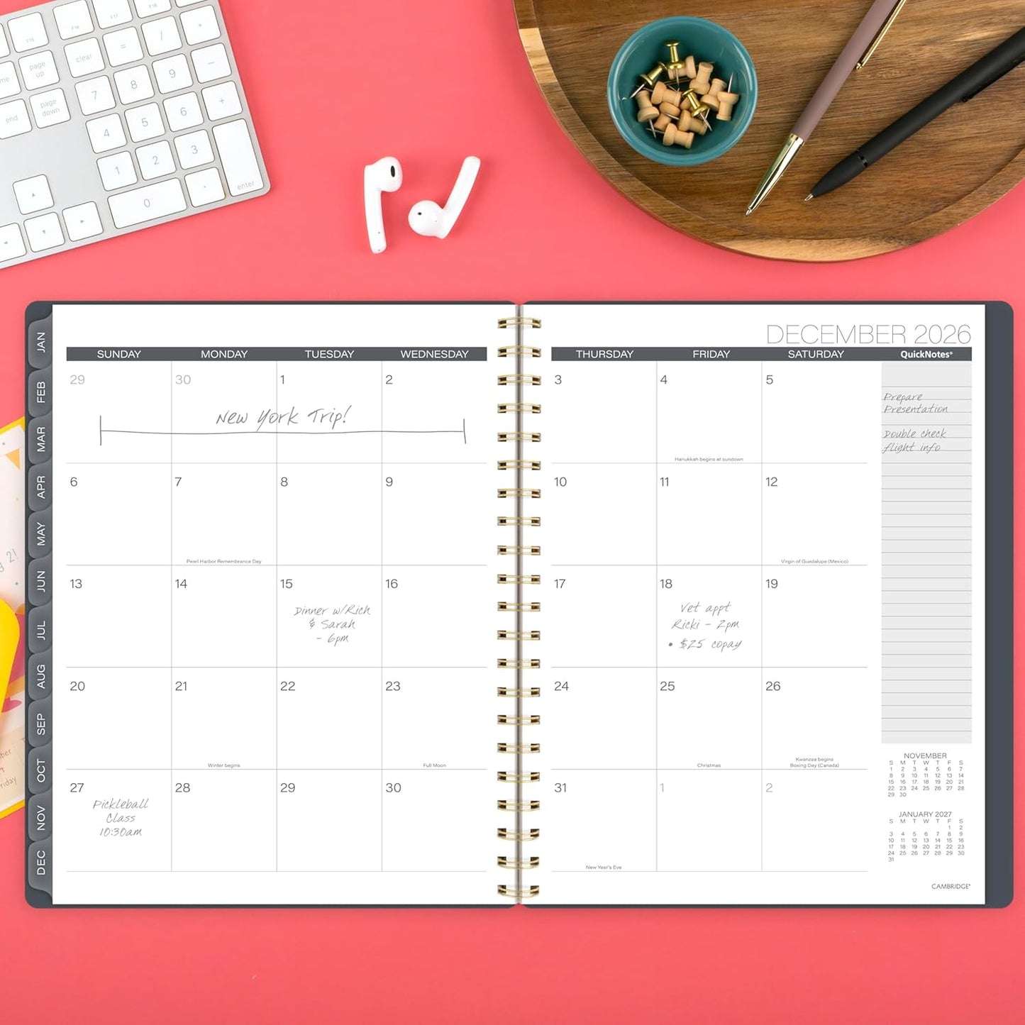 Cambridge 2026 Planner, Weekly & Monthly, 8-1/2" x 11", Large, Hera (1765-905-26)