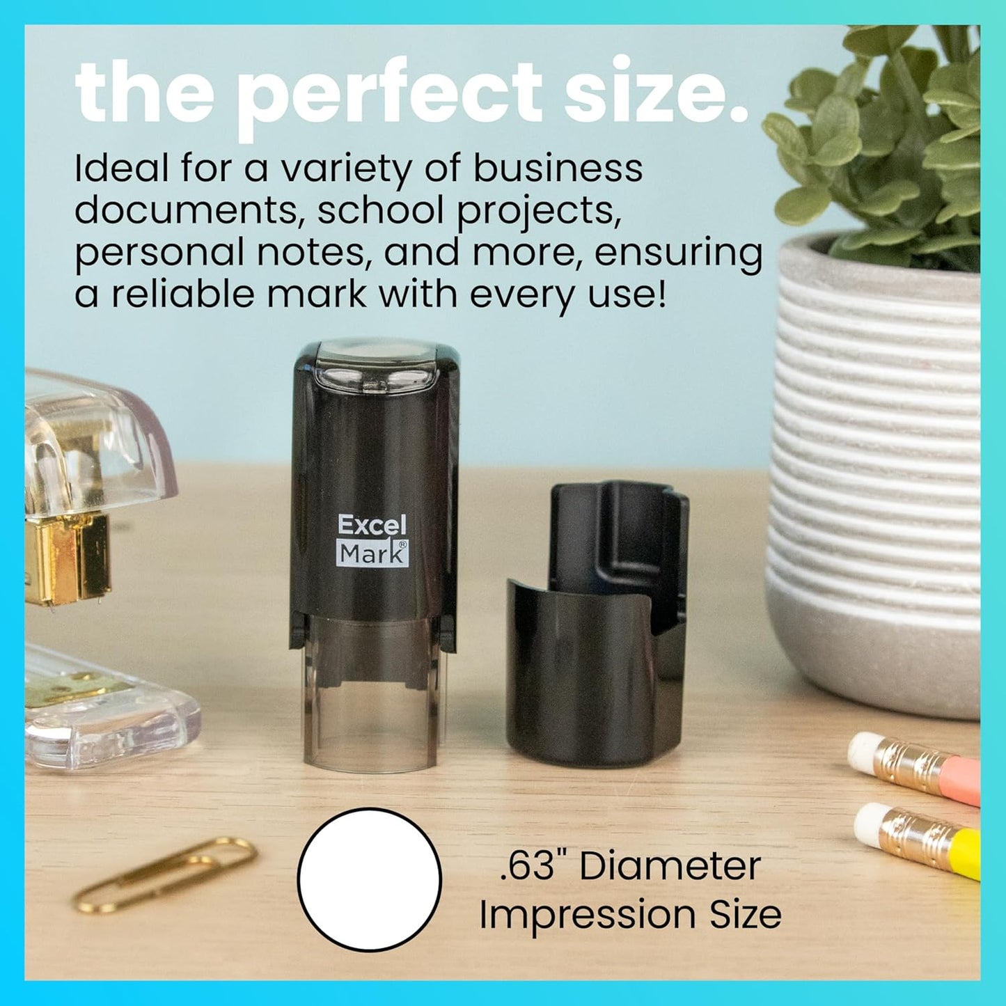 ExcelMark Smiley Face - Self-Inking Round Teacher Stamp - Red Ink