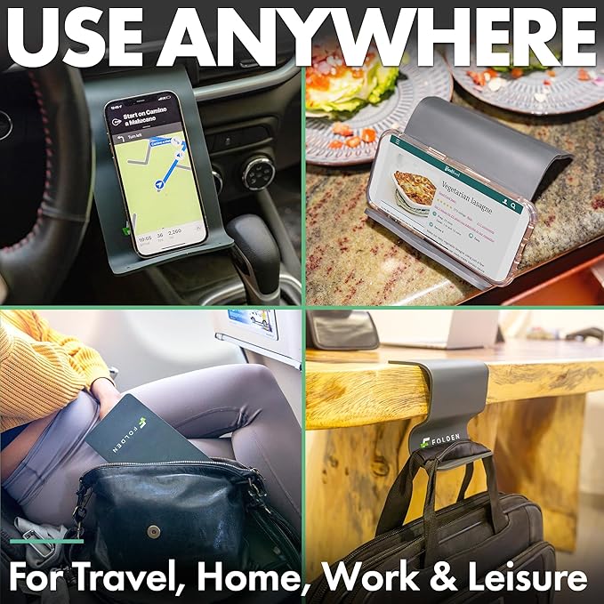 FoldenAirplane Phone Holder, Flexible Cell Phone Holder, Folding Cellphone Stand for Desk, Bed, Office, Treadmill - Airplane Gadgets for Long Travel Accessories - Plane Essentials (Silicone)