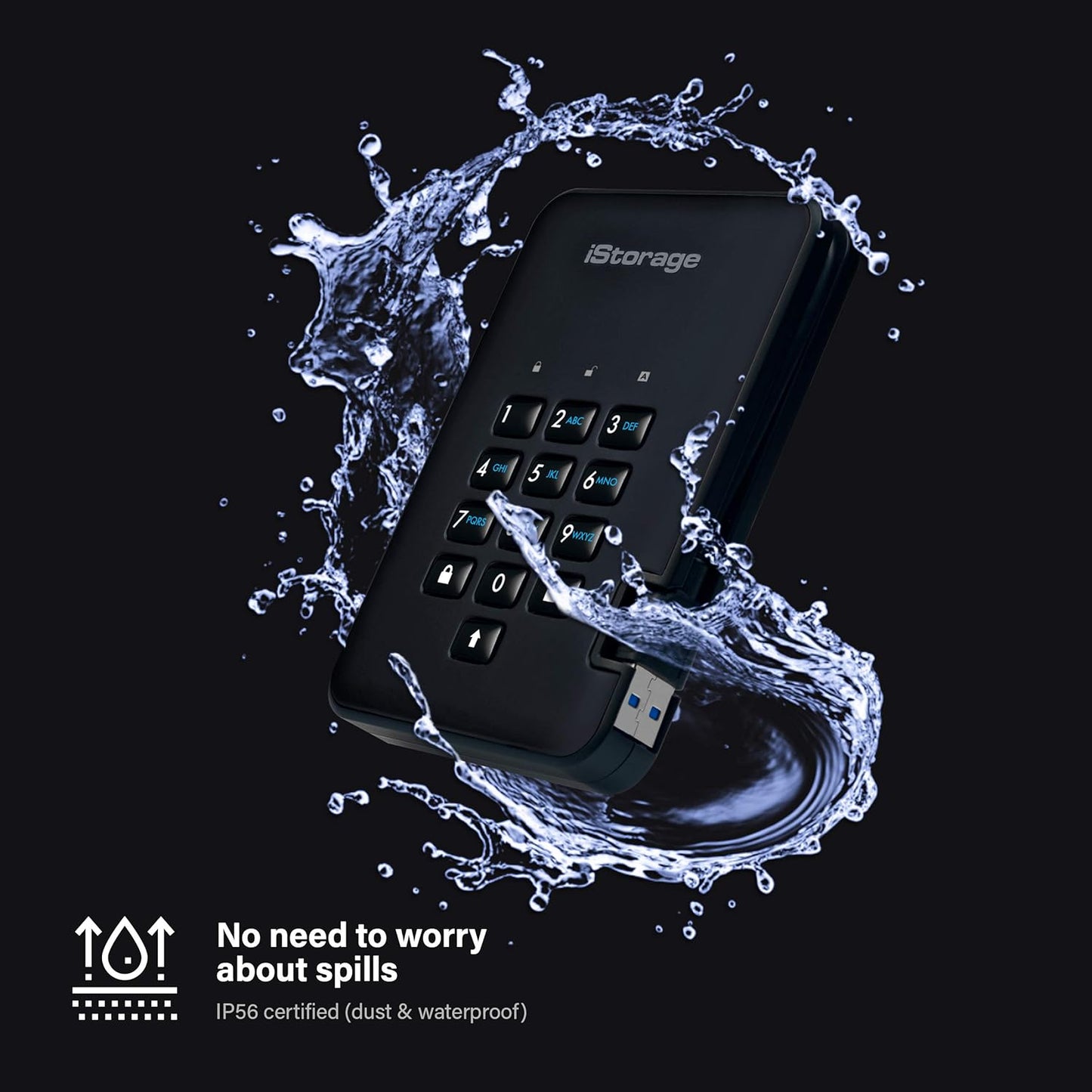 iStorage diskAshur2 HDD 5 TB | Secure Portable Hard Drive | Password Protected | Dust/Water-Resistant | Hardware Encryption