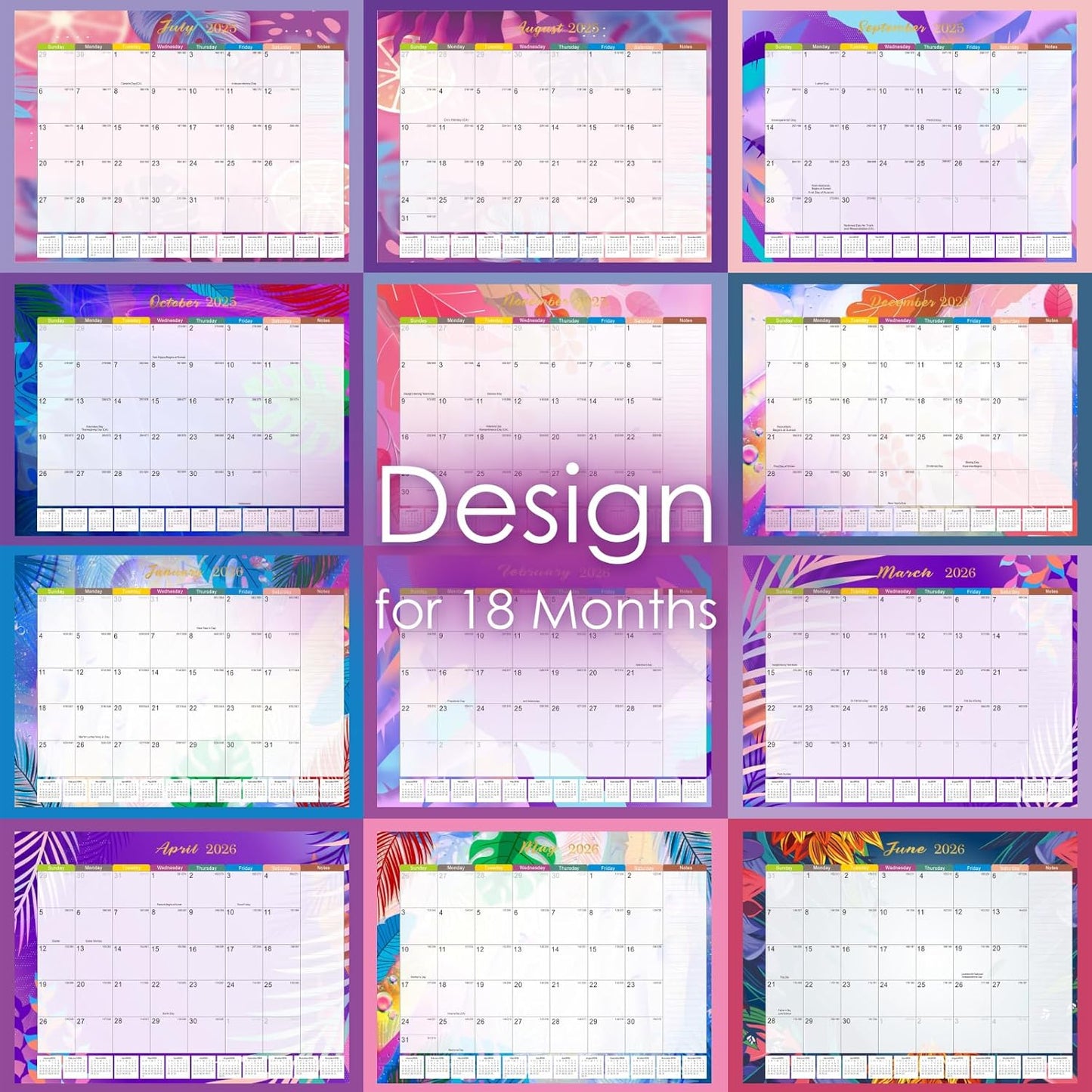 Gannyfer Desk Calendar 2025-2026 - 18 Month Large Calendar July 2025 - Dec 2026, 22" x 17" Desktop Pad Calendar, Office Supplies Perfect for Planning and Organizing In Your Home, School or Office