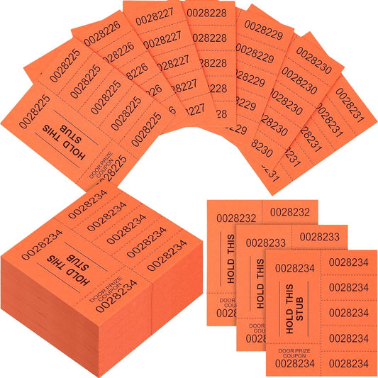 Kosiz 504 Sheets 5 Bid Raffle Ticket with Different Numbers Per Sheet Chinese Auction Tickets for Events Church Basket Auction Silent (Orange)