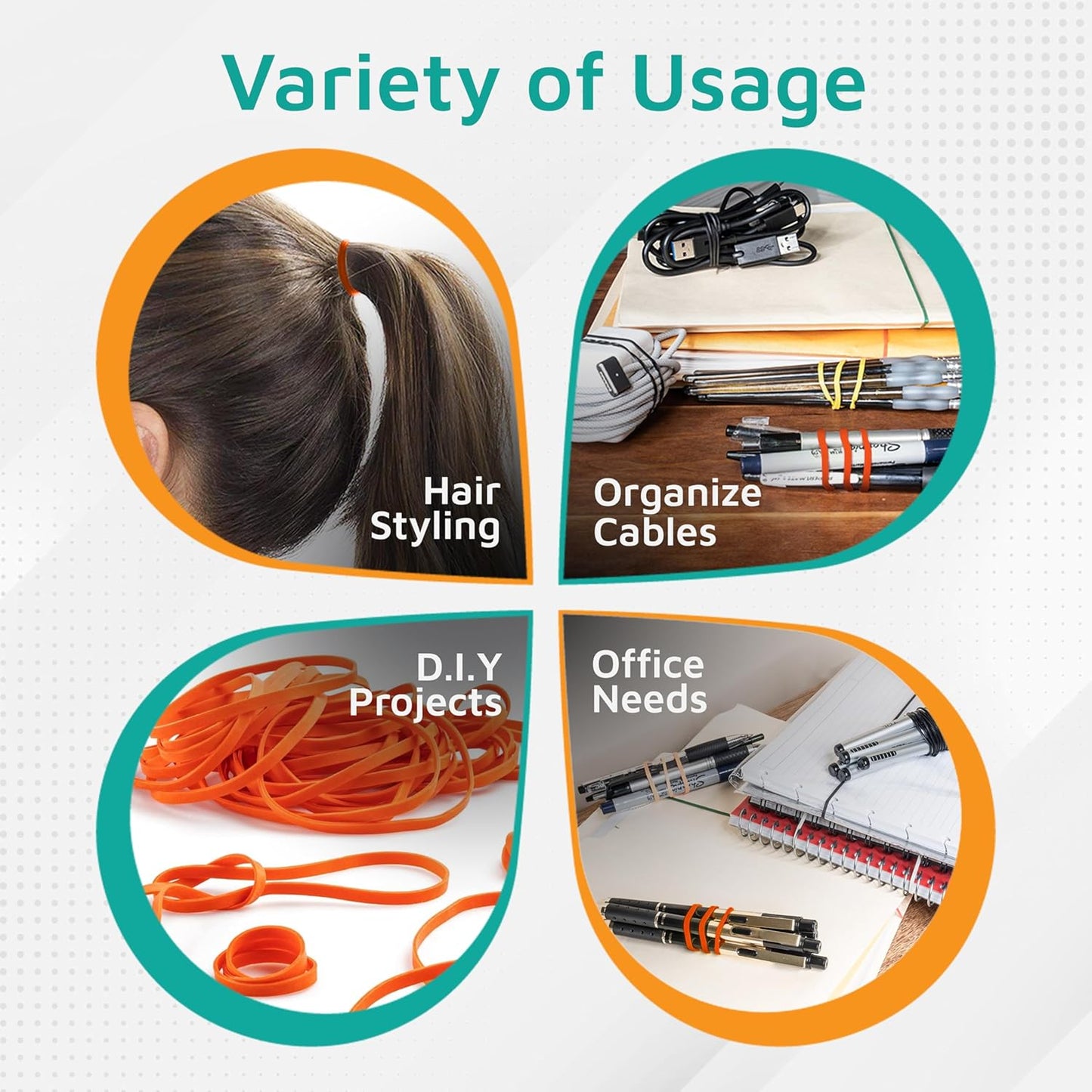 PlasticMill Orange Rubber Bands Size 33 (3 1/2" x 1/8") - #33 Colored Rubber Bands Office Supplies - Strong, Elastic Bands for Crafts, Balloon Garland, Cash, File Folders (500-Pack)