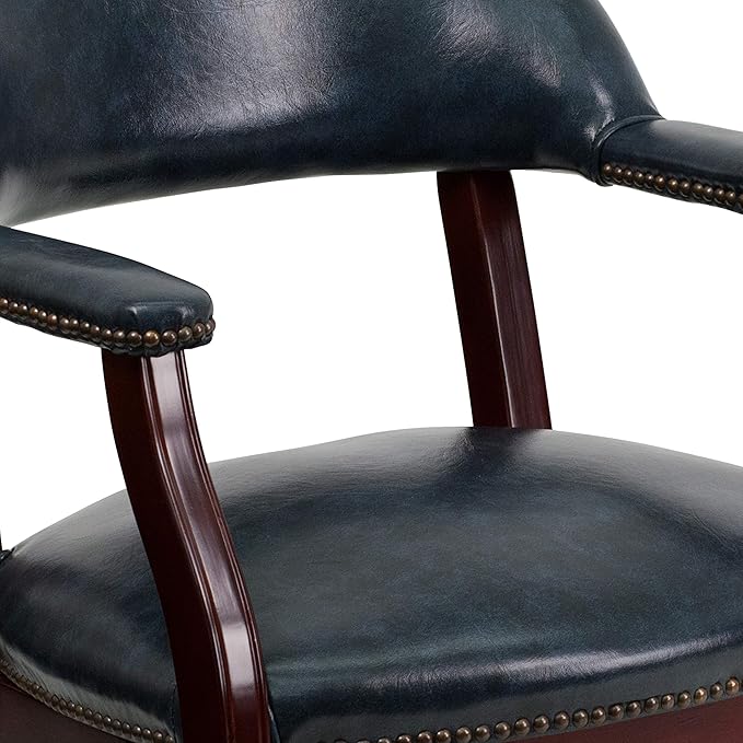 EMMA + OLIVER Navy Vinyl Luxurious Conference Chair with Casters