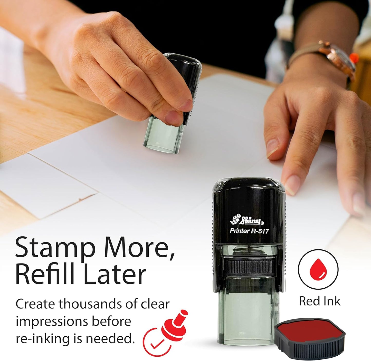 Shiny You're Doing Great Teacher Stamp, Round Self Inking Stamp for Classroom, Red Ink