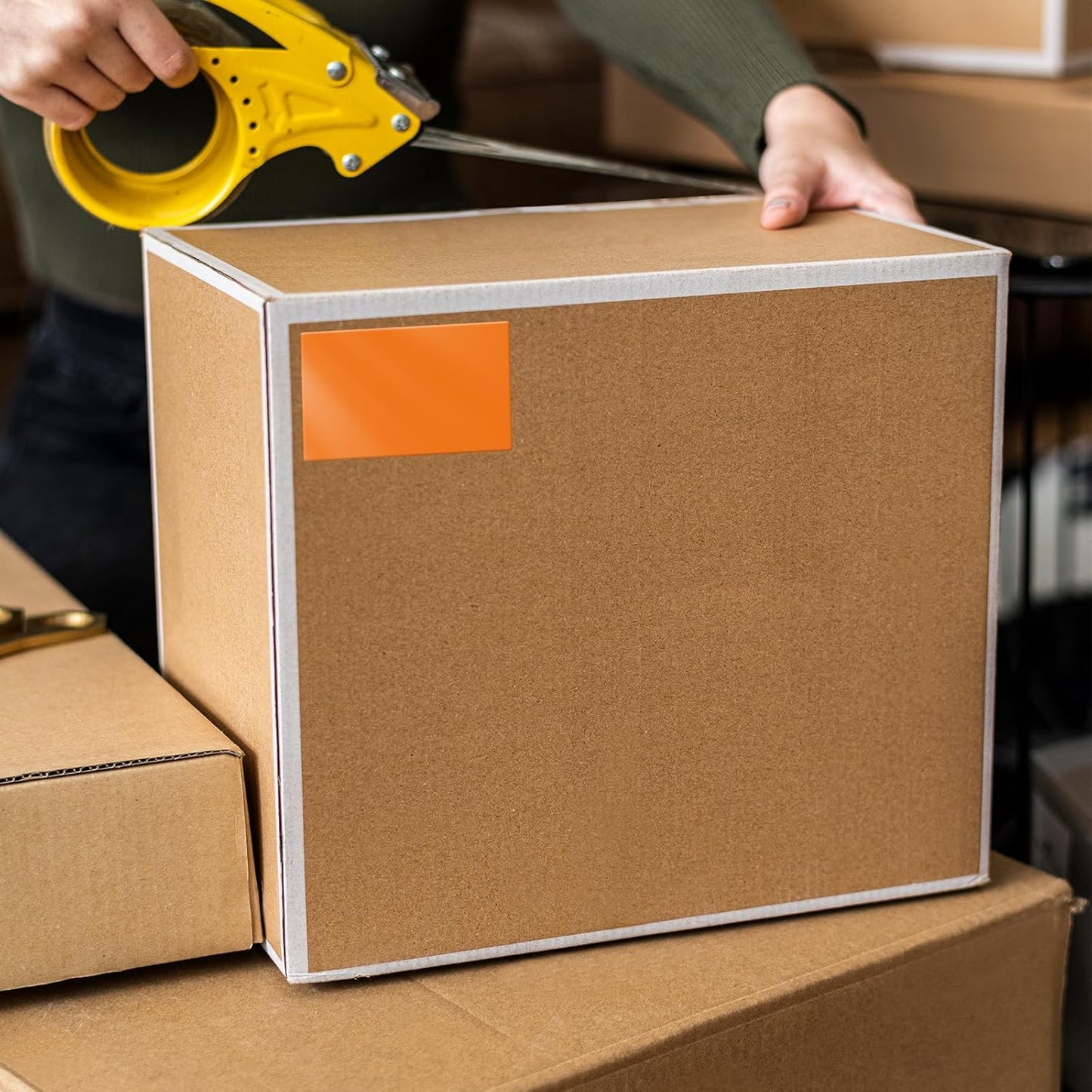 Orange Color Coding Labels 3 × 2 Inches Self-Adhesive Rectangle Stickers Waterproof Name Tags for Office School Home 40 PCS