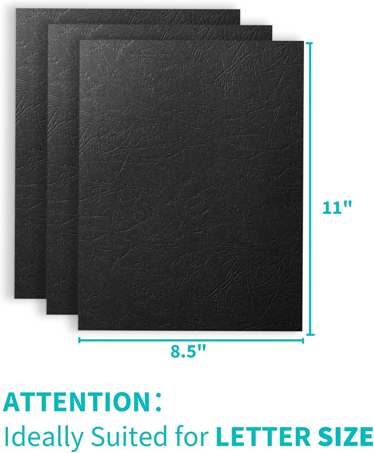 Binditek 25 Pack 16 Mil Grain-Texture Paper Binding Presentation Covers, 8.5 x 11 Inches, 110lb, Un-Punched, Letter Size, Black, Office Supplies