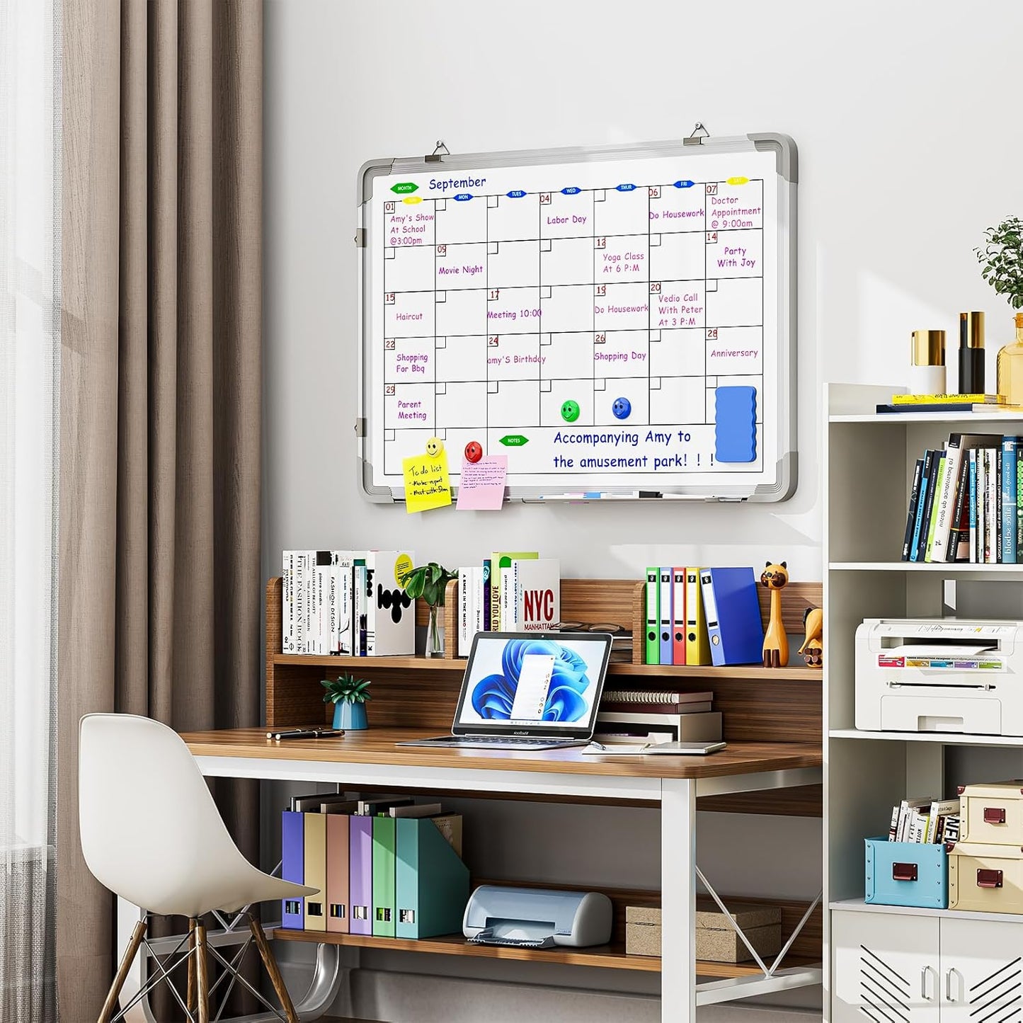 Large Dry Erase Calendar Whiteboard for Wall, Polegas 24" X 18" Magnetic White Board Calendar, Double Sided Whiteboard Calendars Dry Erase, Wall Hanging Monthly Board for Home School Office