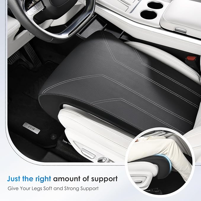 FLORICH Car Seat Extender Leg Extender Support Cushion for Driver Seats Office Chair, Leather Carseat Leg Support for Long Drivers Universal Car Seat Cushion Legs Rest Pads-Black