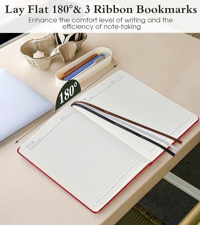 Lined Journal Notebook for Men Women, 160 Pages Ruled Paper, Inner Pocket, A5 Hardcover Vintage Leather Notebooks for Work, School, Travel Journaling,Daily Diary,Notepad 5.8" x 8.5" (Burgundy)