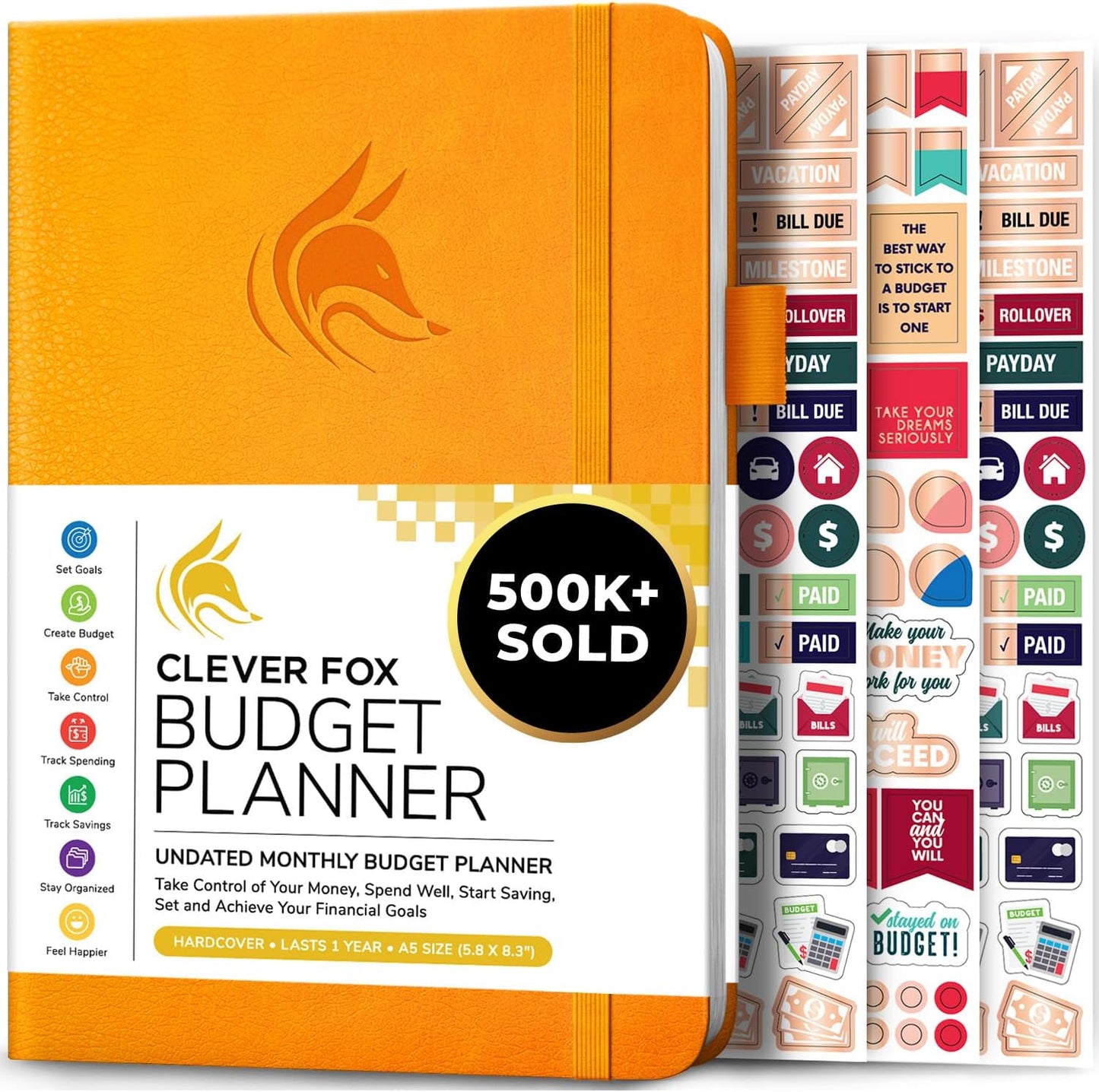 Clever Fox Budget Planner - Expense Tracker Notebook. Monthly Budgeting Organizer, Finance Logbook & Accounts Book, Bill Tracker, A5 (Yellow)