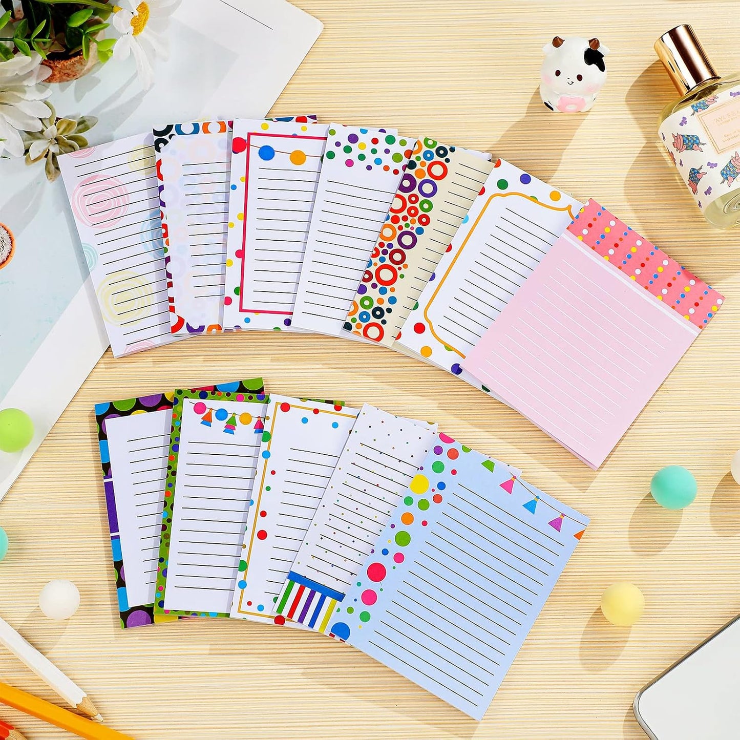 12 Pcs Confetti Small Note Pads Back to School Cute Lined Stick Pad 3 x 4 Inch Decorative Memo Colorful Teacher Notepad Shopping List Appreciation Gift for Office Student, Each with 30 Sheet