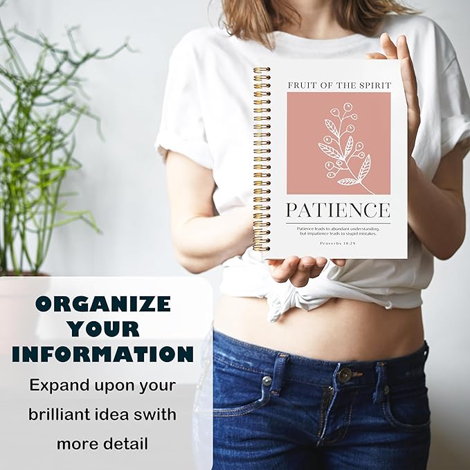 BearCake Fruit of the Spirit Patience Christian Notebook Journal, Christian Gifts for Women, Bible Notebooks for Note Taking, Bible Journaling Notebook, Hardcover Spiral Notebook 5.5x8.3