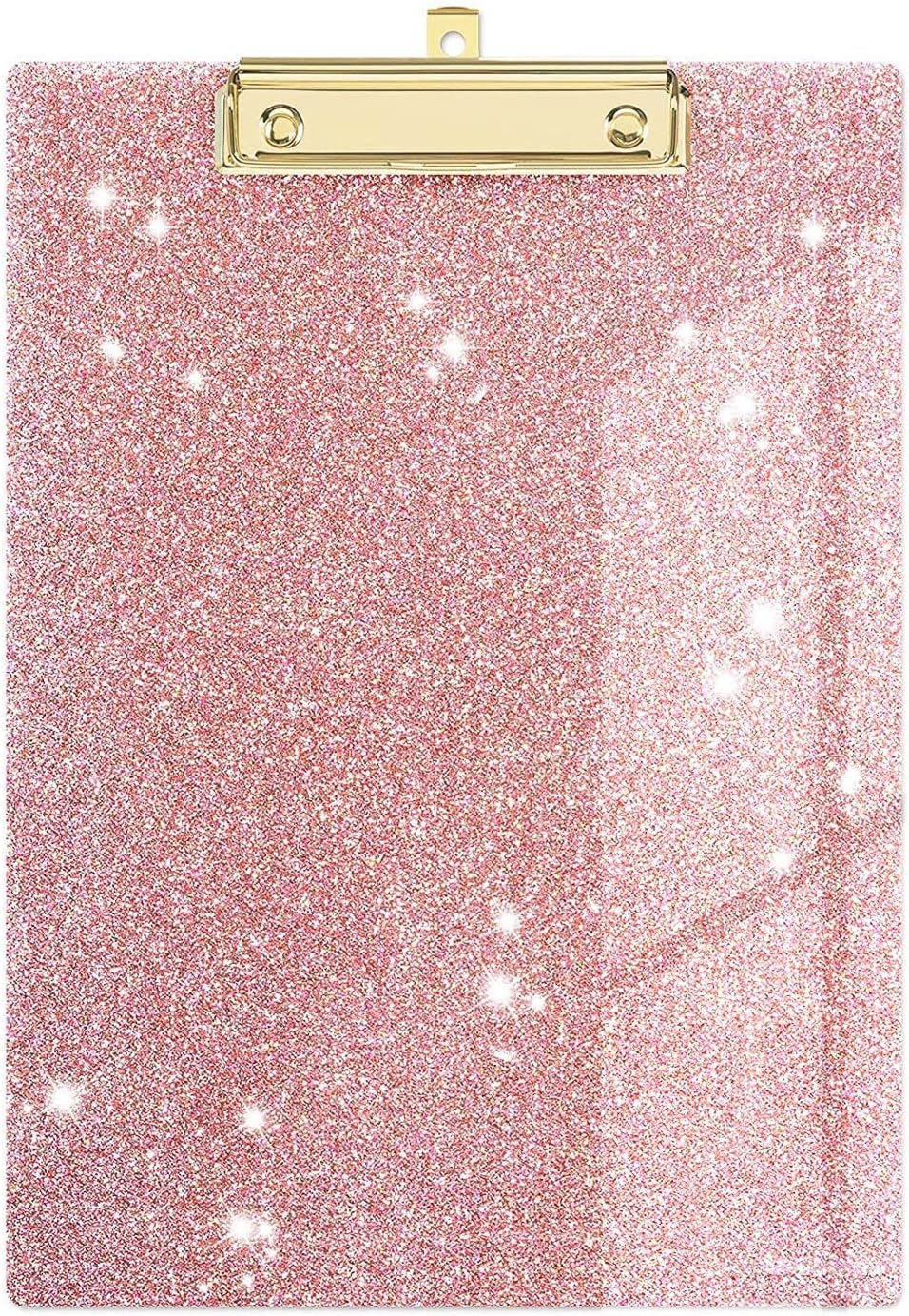 UNIQOOO Sparkle Rose Gold Glitter Clipboard with Shinny Gold Finish Clip, Perfect for Modern Arts Lover, Fashion Style Expert, Calligrapher, Office, Seminars, Workshops, Home School, Classroom