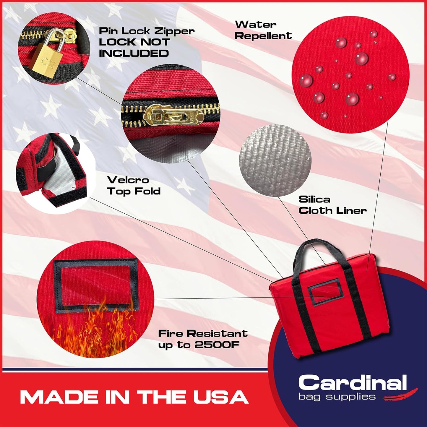 Fire Resistant and Water Repellent Briefcase Document Bag, 18 x 14 x 4 Inch