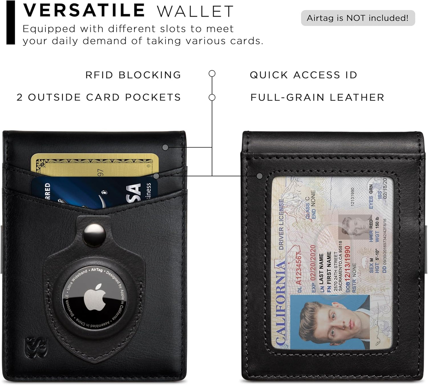 SERMAN BRANDS Money Clip Wallet - Mens Wallets slim Front Pocket RFID Blocking Card Holder Minimalist Mini Bifold