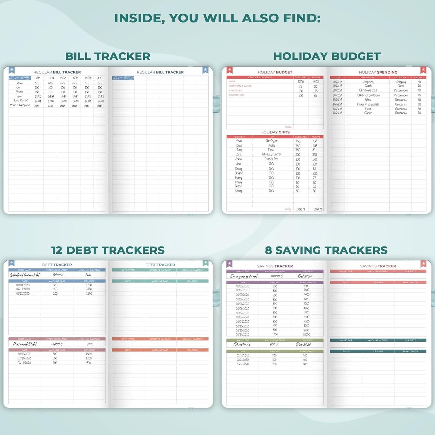 Clever Fox Bi Weekly Budget Planner – Undated Financial Organizer Book – Expense Tracker, Budgeting & Bill Notebook, A5 (Blue Surf)