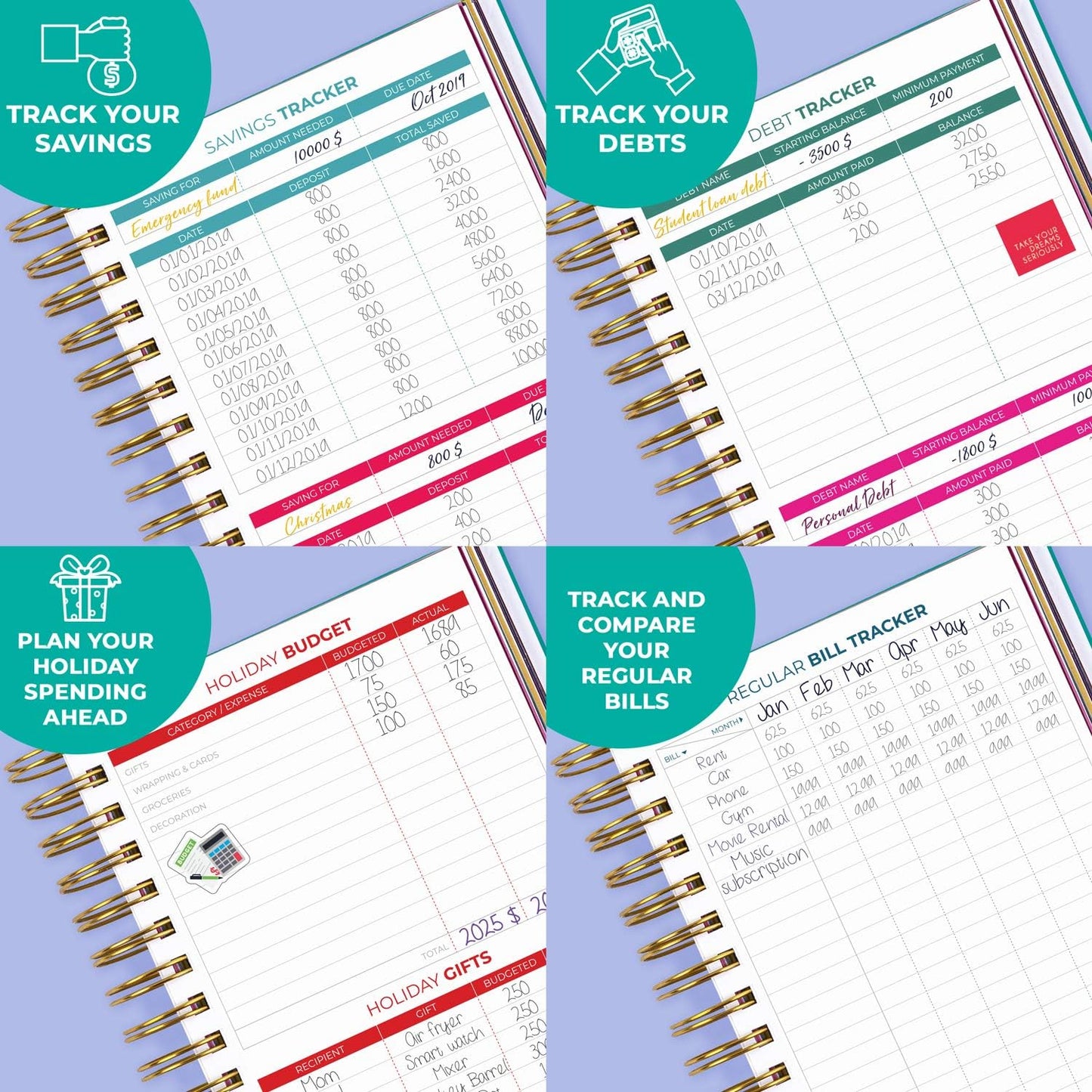 Clever Fox Budget Planner & Monthly Bill Organizer With Pockets. Expense Tracker, Budgeting Journal & Financial Book. Medium, 5.1x8.2" (Turquoise)