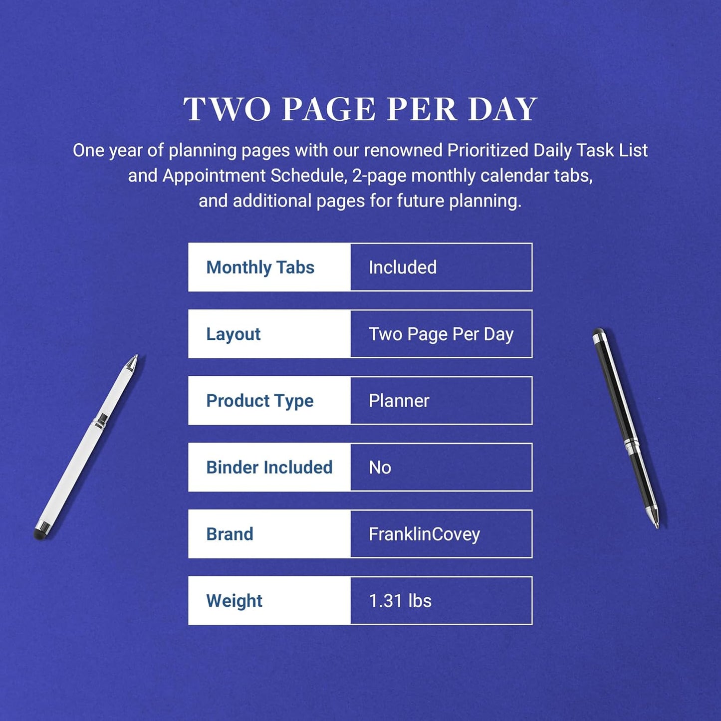 FranklinCovey - Original Two Page Per Day Ring-Bound Planner (Compact, Jul 2025 - Jun 2026)