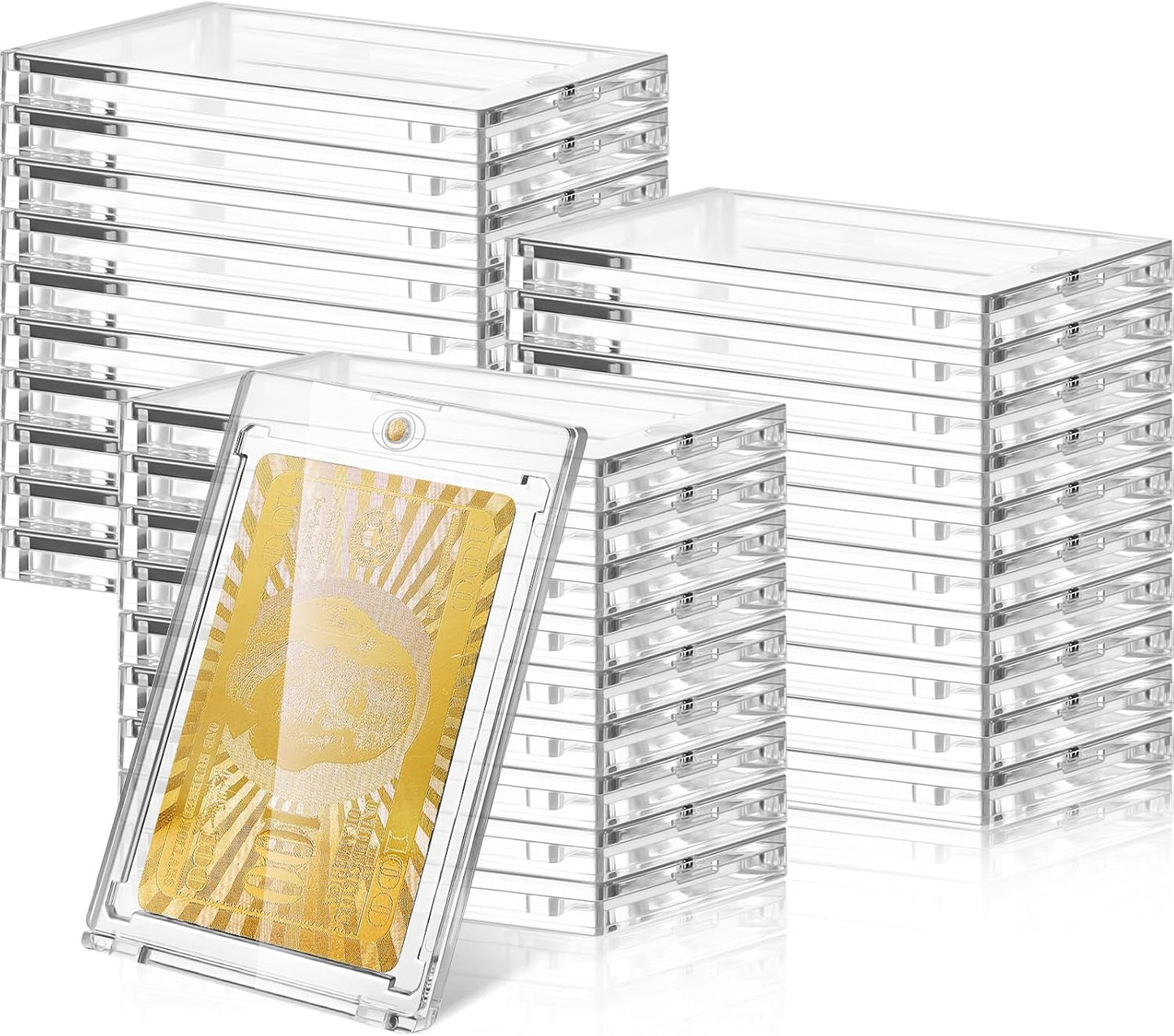 SATINIOR 30 Pcs 100 Pt Magnetic Card Holder, Holder Case Clear Protectors for Thick Baseball Football Hockey Cards