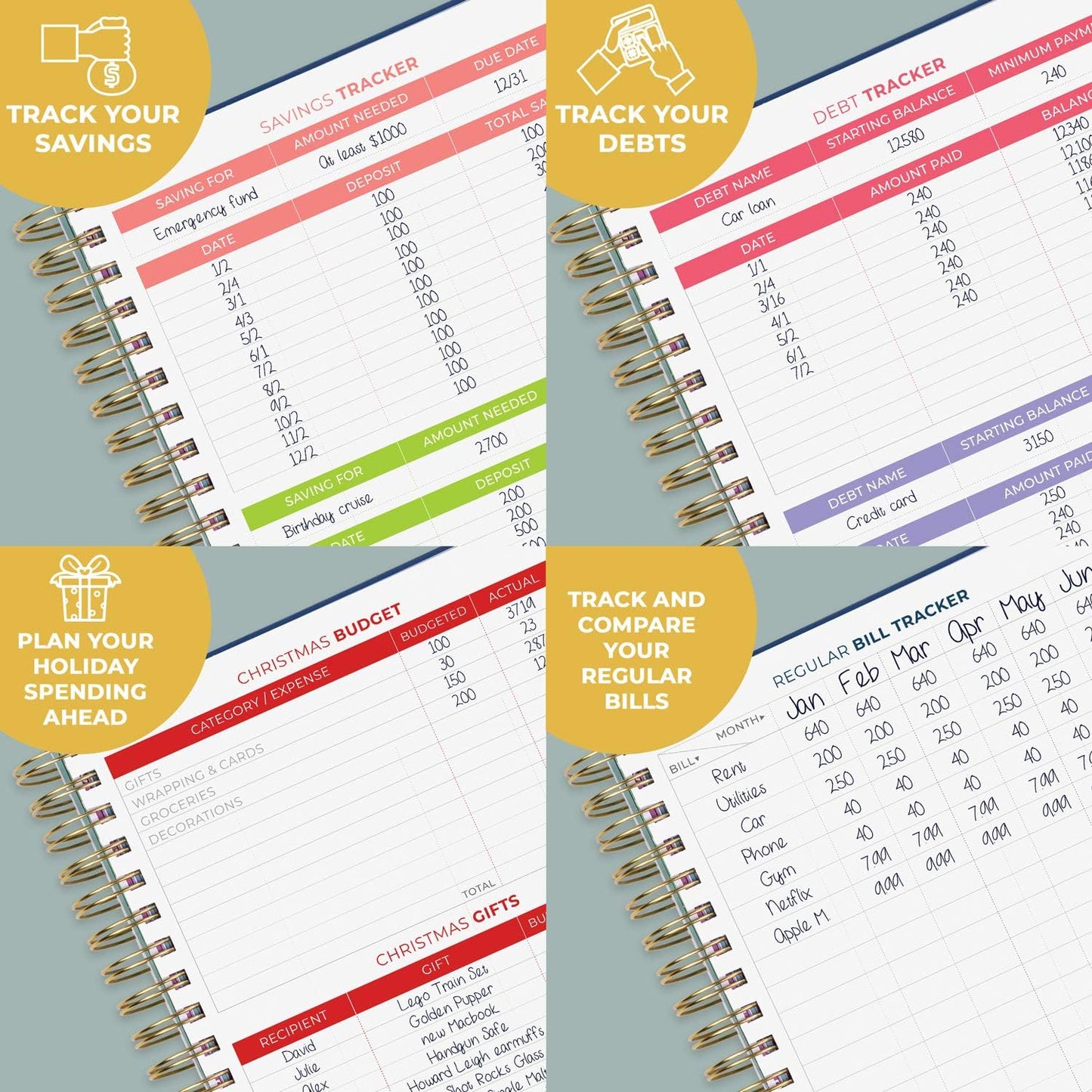 Clever Fox Budget Planner & Monthly Bill Organizer With Pockets. Expense Tracker, Budgeting Journal & Financial Book. Large, 8x9.5" (Dark Blue)