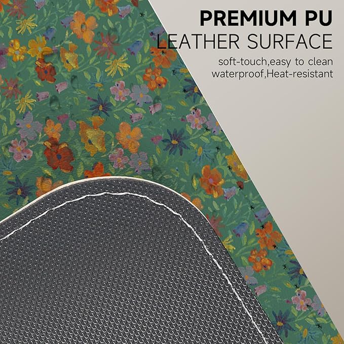 Botanical Floral Desk Pad Blotter,Large Mouse Pad 35 x 17in,PU Leather Desk Mat Writing Pad Protector, Non-Slip Waterprrof,Desktop Decor for Home Office Women Girls (Gorgeous Flowers)