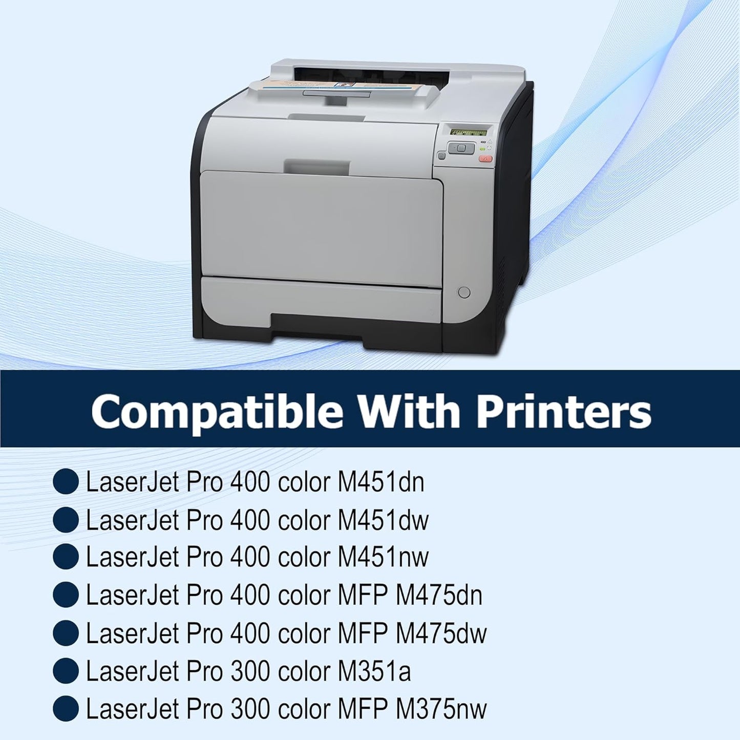 305A 305X Black High-Capacity CE410X Toner Cartridge Replacement for HP Laserjet Pro 400 Color M451dn M451nw M451dw MFP M475dw M475dn Pro 300 M375nw (2 Pack)