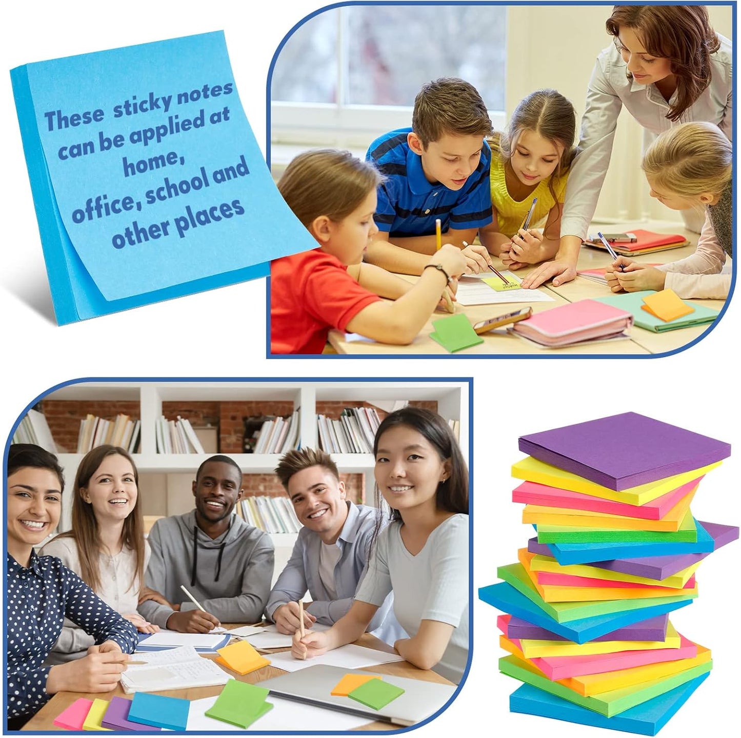 Leinuosen 48 Pack Sticky Notes 3 x 3 Inches Cute Sticky Notes Bright Colors Self Stick Pads Memo Easy to Post for Home Desk Office Notebook, Message Reminder, Stationary Supplies Office Supplies