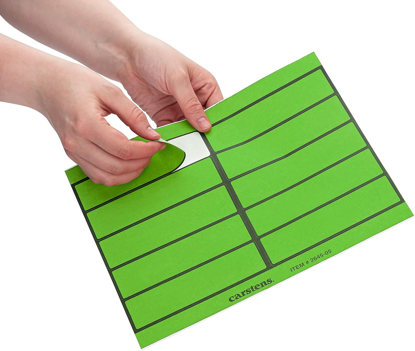 Carstens Adhesive Binder Labels, 5 3/8” x 1 3/8”, Stickers for 1.5” – 4” Ring Binder Spines, Inkjet and Laser Printer Compatible, Green, 20 Sheets, 10 Labels Per Sheet