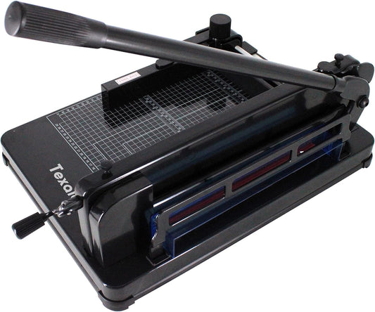 Heavy Duty Guillotine Paper Cutter - 400 Sheets Capacity, A4 12" Stack Paper Trimmer, Steel Base, Black