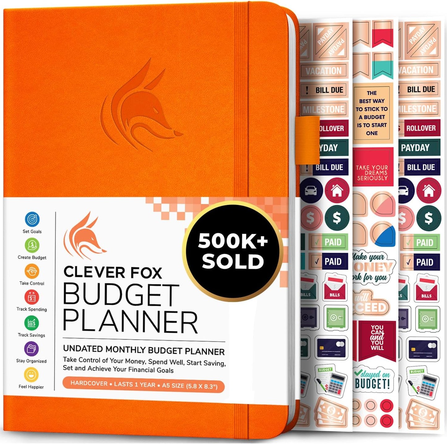 Clever Fox Budget Planner - Expense Tracker Notebook. Monthly Budgeting Organizer, Finance Logbook & Accounts Book, Bill Tracker, A5 (Orange)