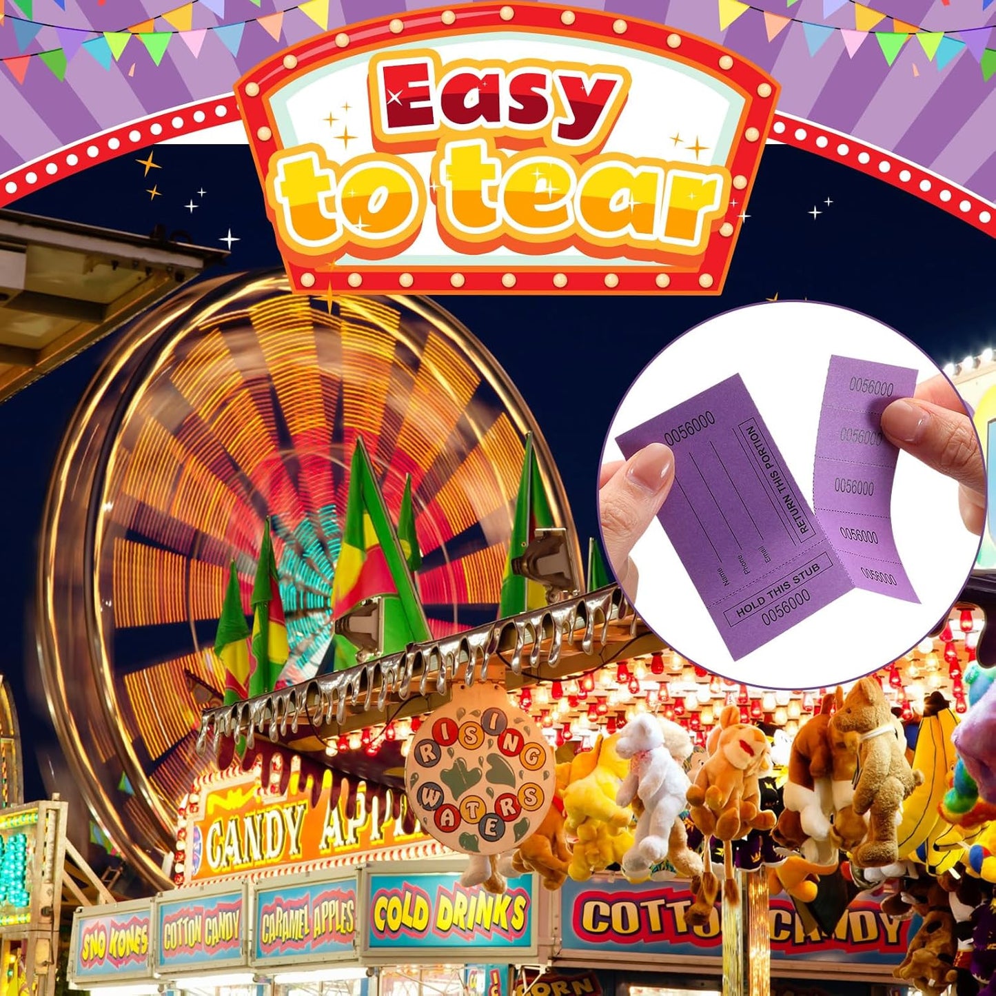 Kosiz 1000 Sheet 5 Bid Raffle Tickets Chinese Auction Tickets Sheets Auction Fundraiser Ticket Numbered with Name and Phone Number Per Sheet Raffle Tags for Silent Bidding (Deep Purple)