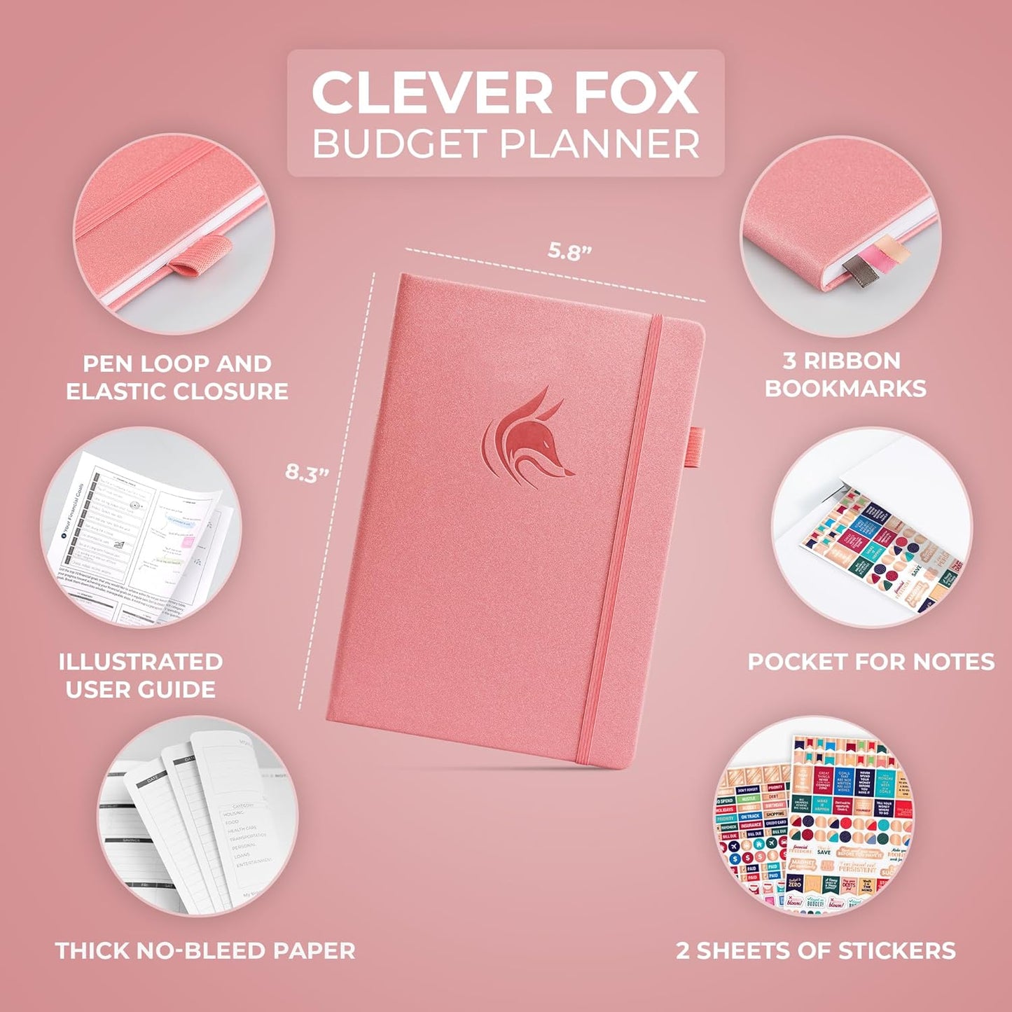 Clever Fox Budget Planner - Expense Tracker Notebook. Monthly Budgeting Organizer, Finance Logbook & Accounts Book, Bill Tracker, A5 (Light Pink)