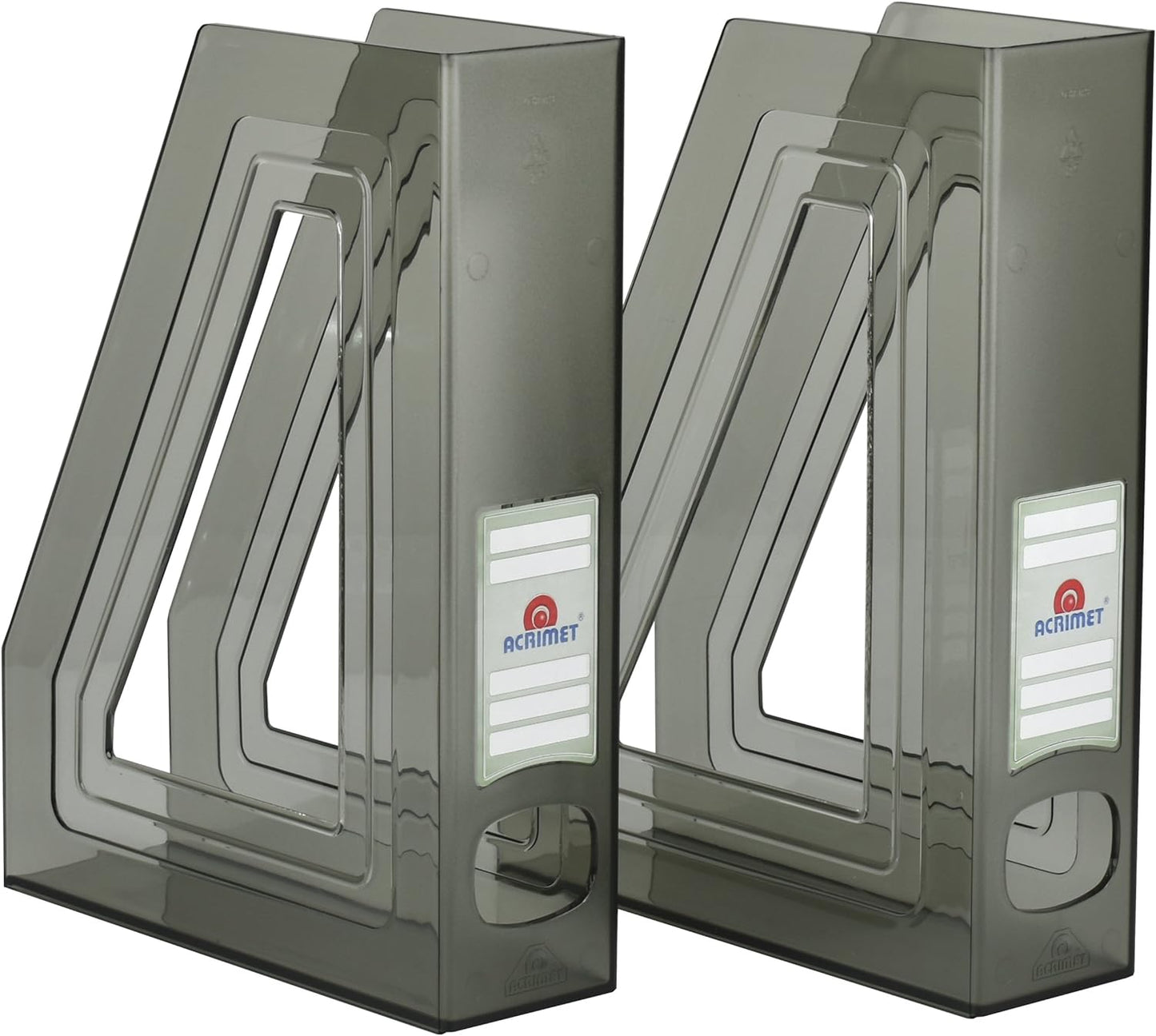 Acrimet Magazine File Holder, Durable Rack, Space-Saving Organizer (Plastic) (Smoke Color) (2 pack)