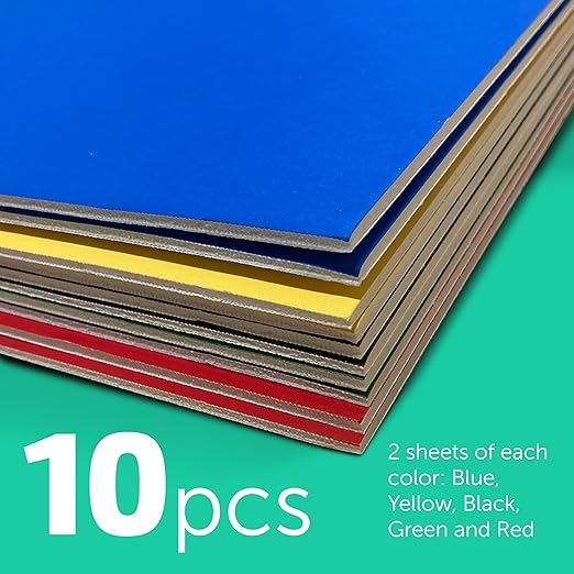 Flipside Products 36” x 48” Foam Project Boards for Presentations, Science Fair, School Projects, Event Displays and Trifold Picture Board - Assorted Colors - 10 Pack